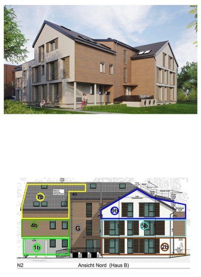 Exposé-Ansicht Nord Ost (Haus B)
